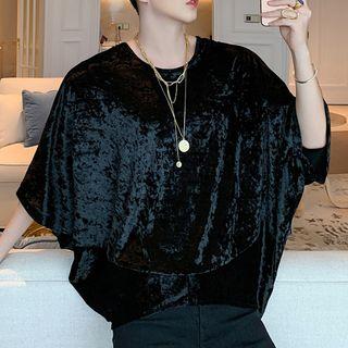 3/4-sleeve Velvet Top