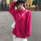 Long Sleeve Oversized Pullover Red - One Size