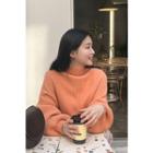 Mock-neck Ribbed Sweater Orange - One Size