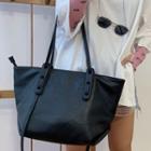 Plain Tote Bag Leather - Black - One Size