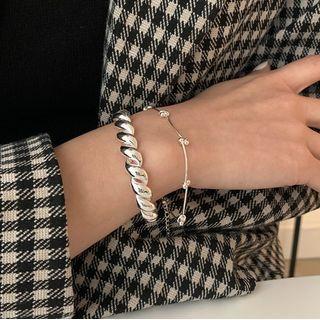 Twisted Alloy Open Bangle Sl0723 - Silver - One Size