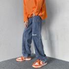 High Waist Wide Leg Lettering Jeans