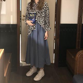 Leopard Blouse / A-line Midi Skirt