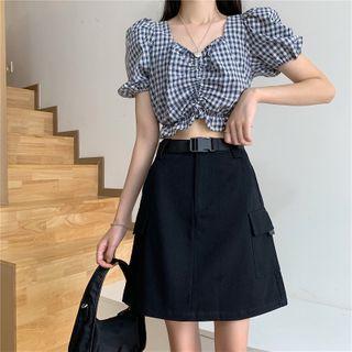 High-waist Cargo A-line Skirt