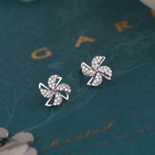 Rotatable Windmill Rhinestone Alloy Earring