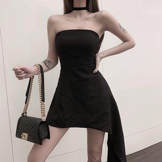 A-line Asymmetric Tube Dress Black - One Size
