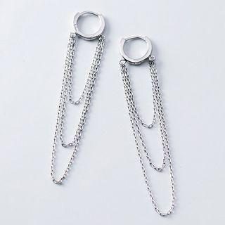 925 Sterling Silver Layered Chain Earring