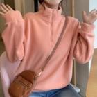 Mock-neck Fleece Half-zip Sweatshirt