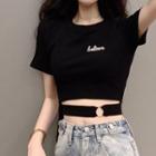 Embroidered Lettering Short-sleeve T-shirt