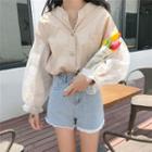 V-neck Sheer Panel Blouse