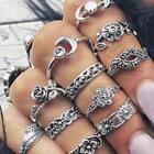 Set Of 11 : Embossed Alloy Ring (assorted Designs)