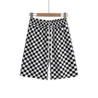 Checkerboard Straight Leg Shorts