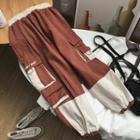 Color Block Cargo Pants Rust Red - One Size