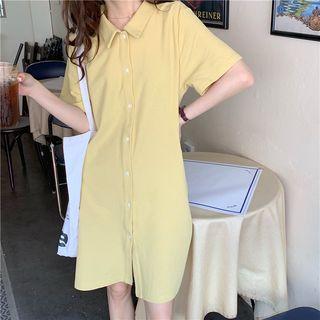 Single-breasted Short-sleeve Shirtdress