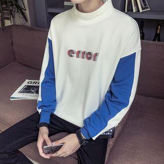 Letter Printed Color-block Pullover