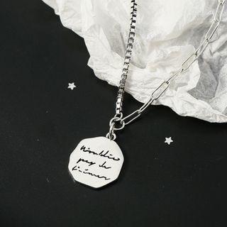 Alloy Lettering Pendant Asymmetric Necklace Necklace - Round - Lettering - One Size