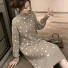 Heart Patterned Midi Sweater Dress