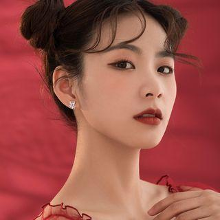 Chinese Characters Asymmetrical Sterling Silver Earring