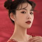 Chinese Characters Asymmetrical Sterling Silver Earring