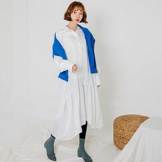 Long Satin Shirtdress