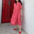 Cherry Print A-line Midi Dress As Shown In Figure - One Size