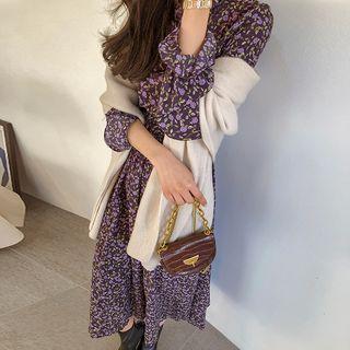 Frilled Floral Long Dress & Sash