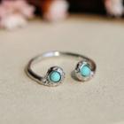 Turquoise 925 Sterling Silver Open Ring Silver - One Size