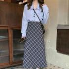 Embroidered Blouse / Plaid Skirt