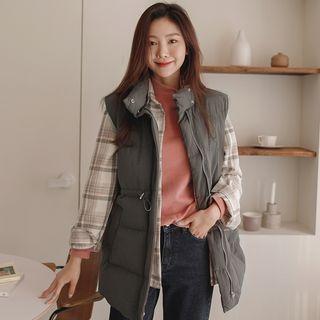 High-neck Drawcord Padded Vest