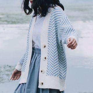 Striped Cardigan Light Blue - One Size