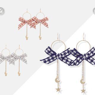Houndstooth Bow Dangle Earring