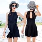 Plain Halter Swim Dress