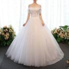 Off Shoulder Lace Wedding Ball Gown