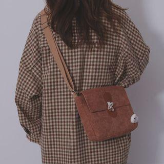 Fish Charm Corduroy Crossbody Bag
