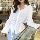 Bell-sleeve Shirt With Sash