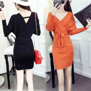 Wrap Front Knit Dress