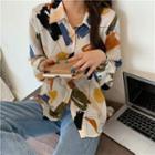 Geometric Print Wide Shirt As Shown In Figure - One Size