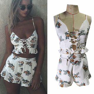 Set: Floral Camisole Top + Shorts