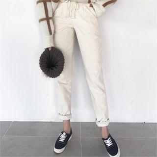 Drawcord Tapered Corduroy Pants