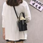 Faux Pearl Faux Leather Bucket Bag