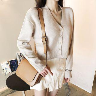 Cropped Wool Blend Cardigan