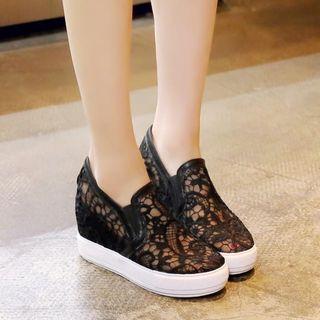 Lace Hidden Wedge Loafers