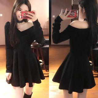 One-shoulder Long-sleeve Mini A-line Dress