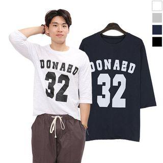 Plus Size Elbow-sleeve Printed M Lange T-shirt