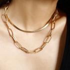Alloy Layered Choker Necklace 0352 - Set - Gold - One Size