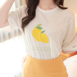 Lemon-printed Cotton T-shirt