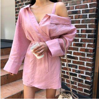 Long-sleeve Cold Shoulder Mini Dress