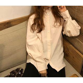 Lantern-sleeve Blouse / V-neck Pocket Detail Blouse