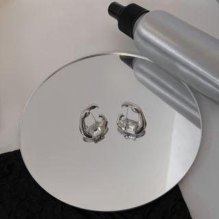 Melting Rhinestone Alloy Open Hoop Earring 1 Pair - Silver - One Size