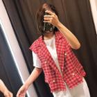 Check Tweed Vest Red - One Size